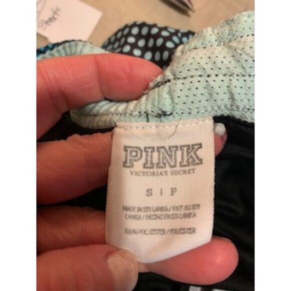 Pink by Victoria Secret Size Small Polka Dot Green/Blue Track Shorts - Picture 3 of 6